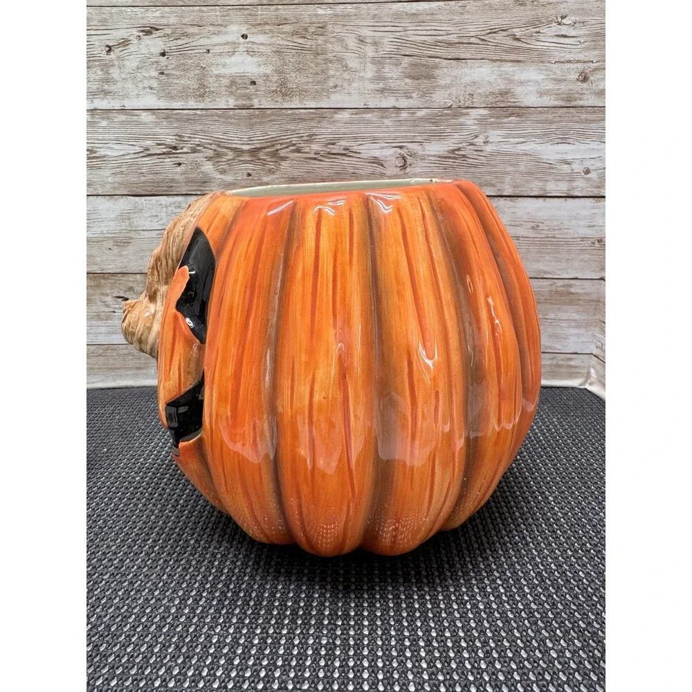 1989 Omnibus OCI Fitz & Floyd Ceramic Pumpkin Halloween Cookie Jar Mouse VTG